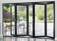 Puertas Plegables de Aluminio de Alta Calidad para Exteriores, Puertas Corredizas Plegables, Puertas Impermeables Tipo Acordeón para Cafetería, Tienda, Apartamento