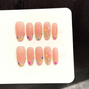 <span class=keywords><strong>Uñas</strong></span> Postizas Elegantes Pintadas a Mano con Diseño <span class=keywords><strong>de</strong></span> <span class=keywords><strong>Tulipanes</strong></span>, Color Rosa Nude, Reutilizables, Ovaladas, para Uso Diario, Gran Venta <span class=keywords><strong>de</strong></span> Primavera/Verano TSZS - Product Image 1