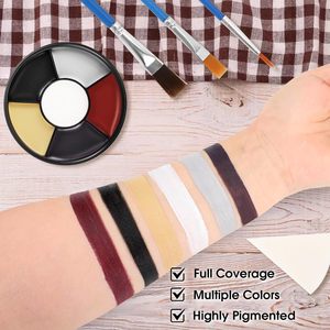 Kit de <span class=keywords><strong>Pintura</strong></span> Facial y Corporal de 6 Colores para Halloween, Negro, Rojo, Blanco, Amarillo, con Esponja y Brocha, Maquillaje de Zombi, Payaso, <span class=keywords><strong>Vampiro</strong></span> - Product Image 3
