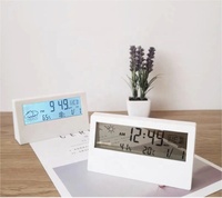 Station météo numérique LCD avec écran transparent, alarme de température et d'humidité, fonction snooze, horloge de table