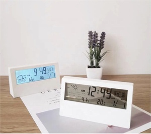 LCD Kỹ Thuật Số Màn Hình Trong Suốt Nhiệt Độ Độ Ẩm Báo Thức Báo Lại Thời Tiết Trạm Đồng Hồ - Product Image 2