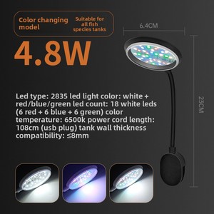 Lampe <span class=keywords><strong>LED</strong></span> à clip pour <span class=keywords><strong>aquarium</strong></span>, haute fidélité des couleurs, spectre complet, pour la croissance des <span class=keywords><strong>algues</strong></span>, idéale pour petits aquariums et décorations de bureau - Product Image 6