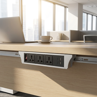 Prise de table/sous-table avec 3 prises 16A, 2 ports USB et RJ45 pour la charge