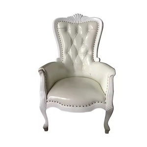 Rắn gỗ giọng ghế cánh tay với vải trắng phong cách giải trí cho khách sạn phòng khách-bán buôn đồ nội thất - Product Image 2