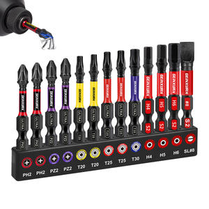 Nuovo Set di Punte per Cacciavite a Impatto Industriale S2 Codificate a Colori, Miste PH SQ Torx SQ SL # Supporto in Plastica Personalizzabile con 8 Perni in Acciaio - Product Image 1