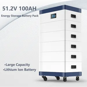Paquete de baterías de hierro y litio apilables de gran capacidad 5kwh 10kwh 100ah 150ah 200ah 51,2 V Batería de almacenamiento de energía solar