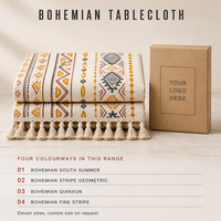 Nappe carrée/rectangulaire bohème imperméable Eloria, imprimé géométrique ethnique, résistante à l'huile, antidérapante, vente en gros OEM ODM