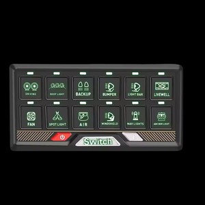 Nouveau panneau de commande LED 12 voies 12V/24V, étanche IP65, boîtier en aluminium moulé sous pression 80A pour bateaux, camions, SUV, VTT et véhicules routiers - Product Image 1