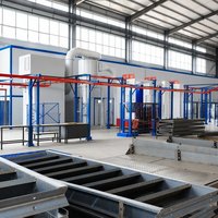 Lini Powder Coating Galin dengan Spray Booth Cyclone Recovery dan Oven Pembakar Cat Powder Coating Gas untuk Pipa dan Fitting Baja CE