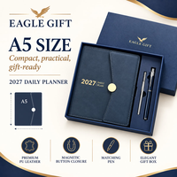 Coffrets Cadeaux Agenda A5 Personnalisé avec Logo 2027 Espagnol Anglais, Carnet Quotidien 365 Jours, Agenda Rigide, Stylo Métallique – Fête des Pères, Remise de Diplôme