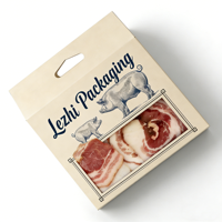 Bacon de cerdo premium marinado a medida, cortado a mano y de cocción a baja temperatura, en caja portátil con ventana.