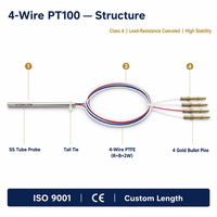 Sonde de température HUADONG 4 fils PT100, boîtier en acier inoxydable avec connecteur à broches métalliques, câble fluoroplastique haute température