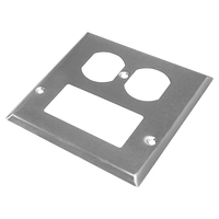 Plaque murale 2 modules en acier inoxydable brossé, plaque murale métallique 2G, cache-prise double Tor, interrupteurs de sécurité à verrouillage, prise 20A 125V