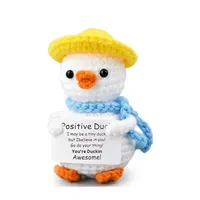 Poupée canard en crochet faite à la main, jouet tricoté avec carte d'encouragement, cadeau de soutien émotionnel pour la décoration de bureau