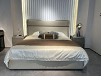 Cadre de lit de style italien de luxe, ensemble de meubles de chambre à coucher, lit king size de luxe, lit moderne en cuir véritable rembourré pour villa