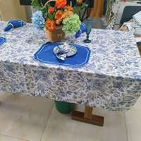 Vente en gros de nappe imprimée de fleurs florales en coton et lin vintage pour la cuisine, la fête de mariage et la maison