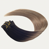 Harga Pabrik Grosir Rambut Asli Remy Alami Tanpa Proses Virgin Clip-in Straight Wave Ekstensi Rambut Eropa Mesin Double