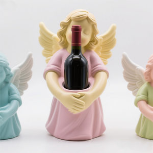 Portabottiglie per Vino a Forma di Angelo in Resina, Decorazione per Bar Fatta a Mano, Elegante Regalo per Amanti del Vino e Ospiti, Novità - Product Image 1