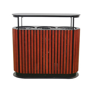 Openluchtpark Straat 3 Compartimenten Vuilnisbak Buiten Tuin Sorteren Houtafvalbak Openbaar Geclassificeerd Recycling Vuilnisbak - Product Image 3