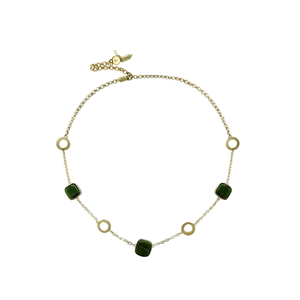 Collier à maillons géométriques en alliage de zinc plaqué or avec agate pour femme, idéal pour les soirées (CL70026) - Product Image 2