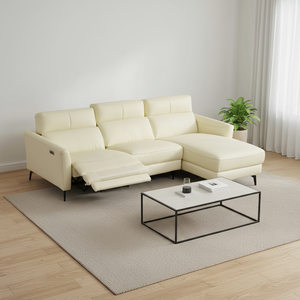 Canapé d'angle moderne en cuir véritable avec double fonction électrique inclinable, massage et refroidissement extensibles – Fabriqué en Chine - Product Image 2