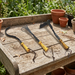 Ensemble d'outils de jardin Chaman India à manche en bois forgé à la main avec râteau et pelle - Product Image 2