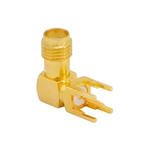 Conectores SMA ângulo direito SMA fêmea PCB borda conector de montagem solda RF adaptador coaxial