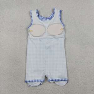 GSD3427 rts Vestido de verano para niña con estampado de cuadros azules y lazos sin mangas, vestido al por mayor - Product Image 3