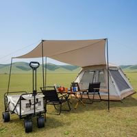 Tente élégante blanc crème 2-en-1 quatre saisons, double couche, en tissu Oxford, résistante aux UV, imperméable, écologique, ouverture rapide automatique