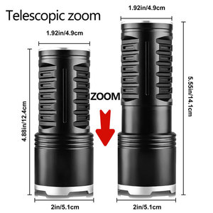 S2302 ไฟฉาย LED แบบชาร์จไฟได้ 5.55 นิ้ว ซูมแบบยืดหดได้ อลูมิเนียมอัลลอยด์สำหรับใช้งานกลางแจ้ง - Product Image 1