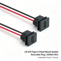 Connecteur femelle Type-C LN-015, prise de charge compatible avec les banques d'alimentation, lampe LED, mini humidificateur, petits gadgets électroniques portables, prise