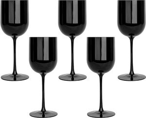 Flûtes à champagne élégantes en plastique noir avec logo personnalisé, verres à vin sur pied - Product Image 1