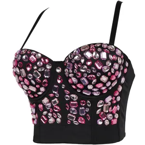 Hot Selling Bright Acrylic Diamond Vest Corset Crop Top Underwear Bustier Bra For Women Ladies