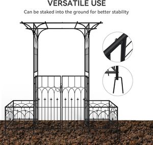 Hot <strong>Metal</strong> Wedding <strong>Arch</strong> Outdoor Garden Arched Arbor <strong>with</strong> <strong>Gate</strong> for Climbing Plant - Product Image 3
