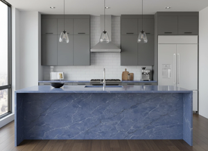 Dalles de quartz jade bleu haut de gamme du Vietnam, 20 mm d'épaisseur, pour cuisines, salles de bain, hôtels et plans de travail de vanité, avec design 3D - Product Image 5