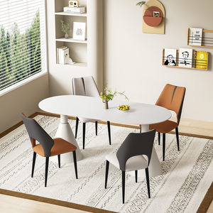 Ensemble de <span class=keywords><strong>table</strong></span> à manger moderne avec <span class=keywords><strong>4</strong></span> chaises pour <span class=keywords><strong>4</strong></span> à 6 <span class=keywords><strong>personnes</strong></span>, meubles de salle à manger blancs, <span class=keywords><strong>table</strong></span> de <span class=keywords><strong>cuisine</strong></span> en marbre pour les rassemblements familiaux - Product Image 4