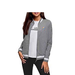 Women's <b>Grey</b> Varsity <b>Jacket</b> 100% Wool Eco-Friendly <b>Waterproof</b> Winter Fashion - Product Image 1