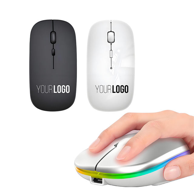 Custom Logo Wireless Charging Mouse with LED Light, Dual Mode 2.4G Optical Wireless Mouse for Laptops, MacOS, Android, and PC