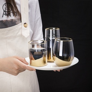 Vaso <span class=keywords><strong>de</strong></span> Agua <span class=keywords><strong>de</strong></span> Lujo con Base <span class=keywords><strong>de</strong></span> Vidrio Dorado y Borde Dorado, Taza <span class=keywords><strong>de</strong></span> Café, Vaso sin Tallo para Leche, Vaso <span class=keywords><strong>de</strong></span> <span class=keywords><strong>Vino</strong></span> - Product Image 3