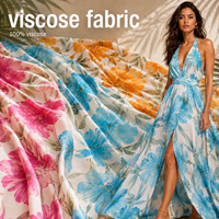 Tissu Challis en Rayonne à Impression Numérique Personnalisée, 100% Viscose, Textile Tissé, Fournisseur OEM ODM de Tissus pour Vêtements de Mode à Faible MOQ