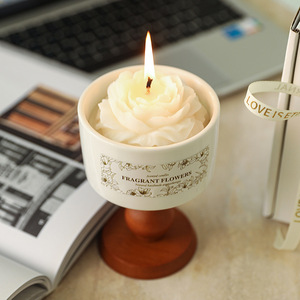 Vela Aromática Premium Camellia en Caja <span class=keywords><strong>de</strong></span> Regalo, Taza <span class=keywords><strong>de</strong></span> Cerámica Retro, Vela Perfumada para Bodas - Product Image 2