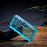 Brique en verre givré solide 50*100*200mm Couleur bleue Briques décoratives pour murs extérieurs de bâtiments industriels