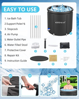 ICEGALAX Bains de glace en PVC Récupération Bains de glace en PVC Pod pliable Bain de glace portable Réservoir