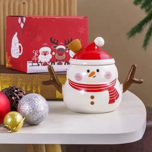Tasse à café en forme de bonhomme de neige de Noël avec couvercle, tasse à eau créative de grande capacité - Product Image 5