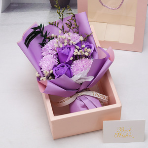 Ramo <span class=keywords><strong>de</strong></span> Flores <span class=keywords><strong>de</strong></span> Jabón Artificial Promocional, Regalo para el Día <span class=keywords><strong>de</strong></span> la Madre, Día <span class=keywords><strong>de</strong></span> San Valentín, Rosa Rosa, Jabón Hecho a Mano, Caja <span class=keywords><strong>de</strong></span> Regalo con Flores - Product Image 3