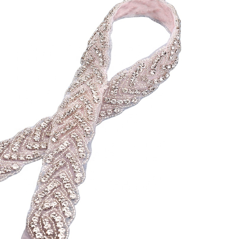 Пояс из органзы с блестящими стразами для свадебного платья