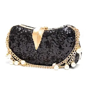 QAZA gold luxury women pearl evening clutch bags 2023 new designer fashion trending ladies wedding party chain shoulder purse