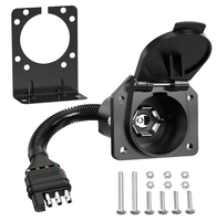 Adaptateur de prise de remorque à 7 broches avec fil de plaque métallique, faisceau de câblage pour prise de remorque RV à 7 broches pour type américain vers prise plate à 4 broches