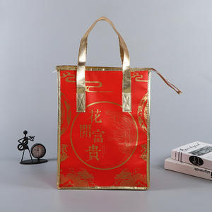 Mode grand fourre-tout recyclé réutilisable laminé PP tissé sacs isothermes avec fermeture éclair isolé thermique pour le déjeuner - Product Image 5