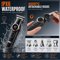 MRY Ensemble de tondeuse à barbe multifonctionnelle 5 en 1 pour homme, tondeuse à cheveux, étanche, sans fil, rechargeable